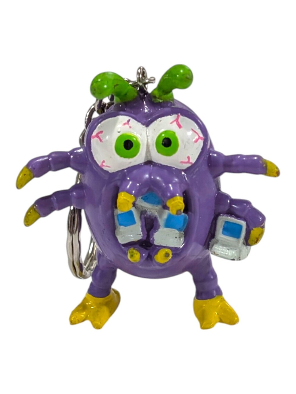 Vintage 90s Y2K Year 2000 Computer Virus Bug PVC Figure Keychain Retro Mascot